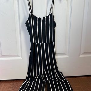 Black and white striped jumpsuit